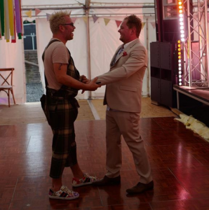 Pictures of Alan Carr and Paul Drayton's wedding party shared by David Walliams (Credit: Instagram)