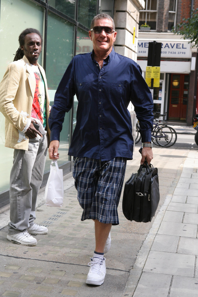 TV Presenter Dale Winton dressed in blue as he arrives for his show at BBC Radio Two - London