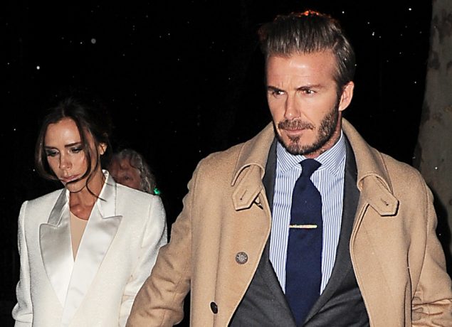 Victoria Beckham and David Beckham dressed up as they headed to Anna Wintours apartment in NYC