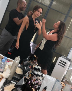 Victoria Beckham getting ready for the Argento Ball