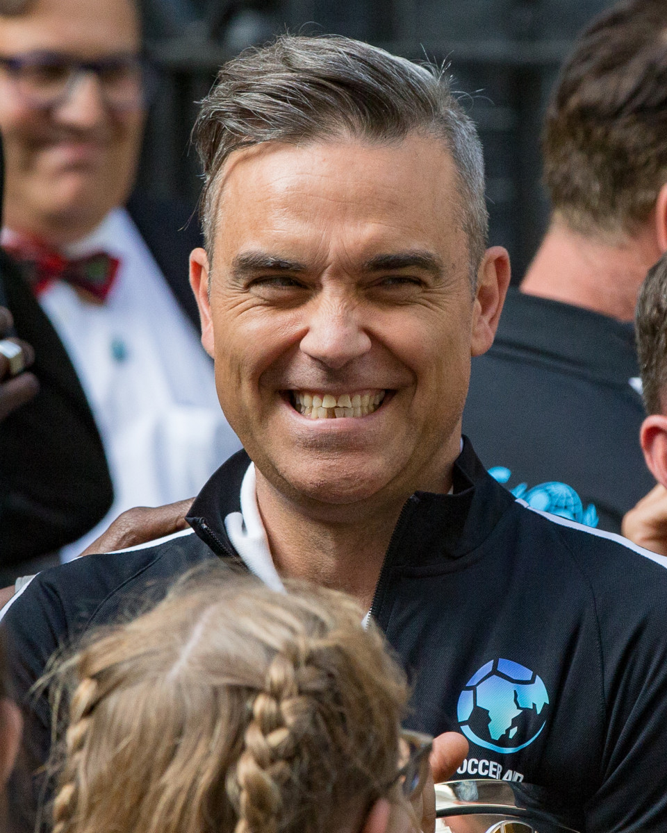 Robbie Williams attends reception at Downing Street, hosted by the Prime Minister, supporting Soccer Aid for Unicef.