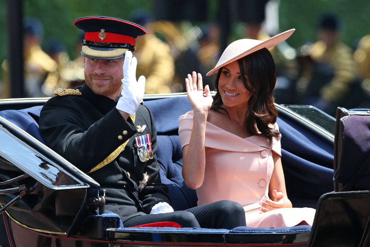 Prince Harry and Meghan, The Duke and Duchess of Sussex at Trooping The Colour ceremony marking the Queen's 92nd Birthday