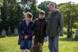 Lydia, Sam and Samson visit Alice's grave in Emmerdale