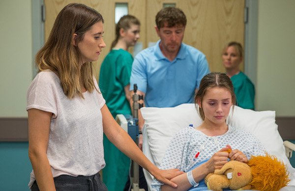 Sarah in hospital in Emmerdale 