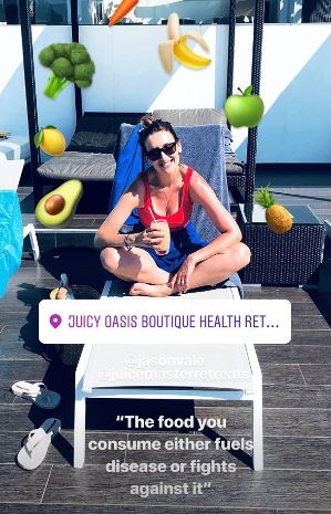 Catherine Tyldesley at a juice retreat in Portugal