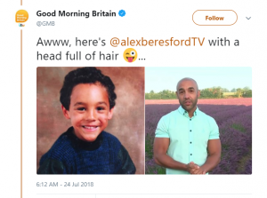 Alex Beresford then and now (Credit: Twitter)