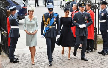 Catherine, Duchess of Cambridge, Prince William, Duke of Cambridge, Meghan, Duchess of Sussex and Prince Harry, Duke of Sussex attend as members of the Royal Family attend events to mark the centenary of the RAF on July 10, 2018 in London, England. (Photo by Jeff Spicer/Getty Images)