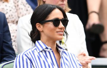 Meghan, Duchess of Sussex attends day twelve of the Wimbledon Lawn Tennis Championships at All England Lawn Tennis and Croquet Club on July 14, 2018 in London, England. (Photo by Clive Mason/Getty Images)