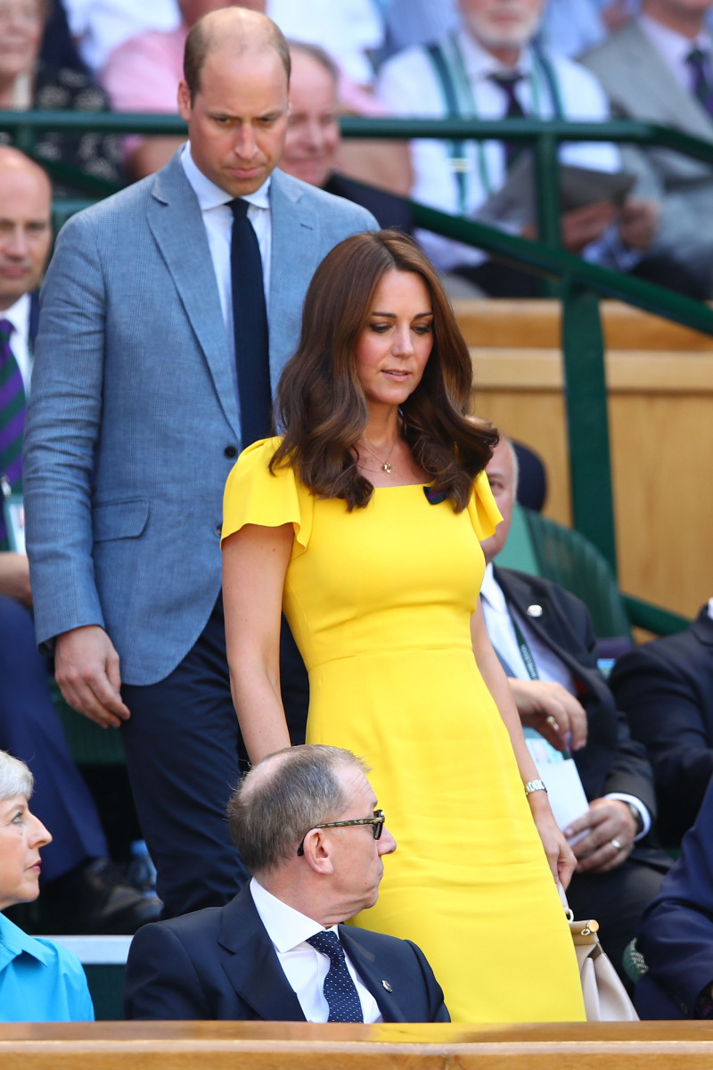 Catherine, Duchess of Cambridge and Prince William, Duke of Cambridge attend the Men's Singles final attend the Men's Singles final on day thirteen of the Wimbledon Lawn Tennis Championships at All England Lawn Tennis and Croquet Club on July 15, 2018 in London, England. (Photo by Clive Brunskill/Getty Images)