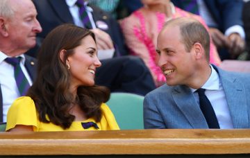 Catherine, Duchess of Cambridge and Prince William, Duke of Cambridge attend the Men's Singles final on day thirteen of the Wimbledon Lawn Tennis Championships at All England Lawn Tennis and Croquet Club on July 15, 2018 in London, England. (Photo by Clive Brunskill/Getty Images)
