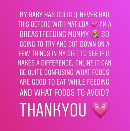 Helen Flanagan seeks advice on baby's colic