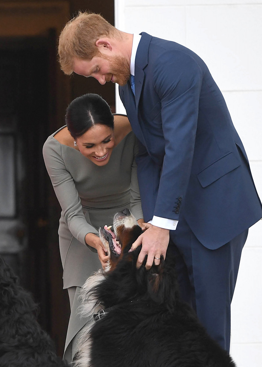 Prince Harry, the Duke of Sussex and Meghan, the Duchess of Sussex meet the President of Ireland, Michael Higgins and his wife Sabina Coyne at Aras an Uachtarain in Dublin Who: