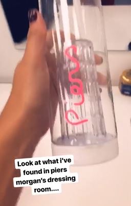Love Island's Zara McDermott finds Love Island water bottle in Piers Morgan's dressing room