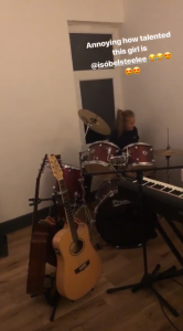 isobel-steele playing the drums