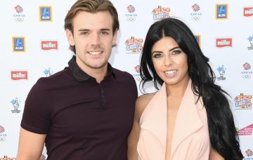 Nathan Massey and Cara de la Hoyde arrive for the Team GB FanZone Opening Ceremony Party in Queen Elizabeth Olympic Park