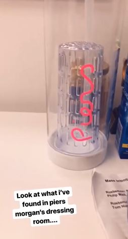 Love Island's Zara McDermott finds Love Island water bottle in Piers Morgan's dressing room