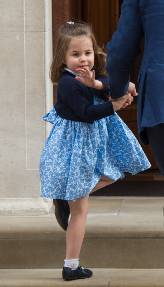 Prince William, the Duke of Cambridge, Prince George and Princess Charlotte arrive at the Lindo Wing at St Mary's Hospital in London to visit their new born brother