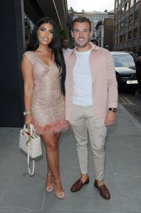 Cara De La Hoyde and Nathan Massey arriving at the ITV Gala at Nobu Hotel