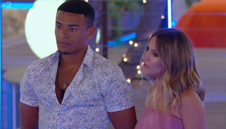 Love Island's Wes with Caroline Flack at recoupling