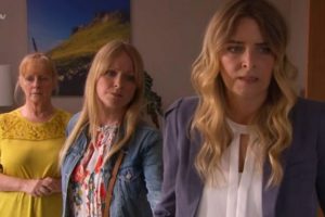 Charity Dingle with girlfriend Vanessa and Ryan's adoptive mum Irene in Emmerdale