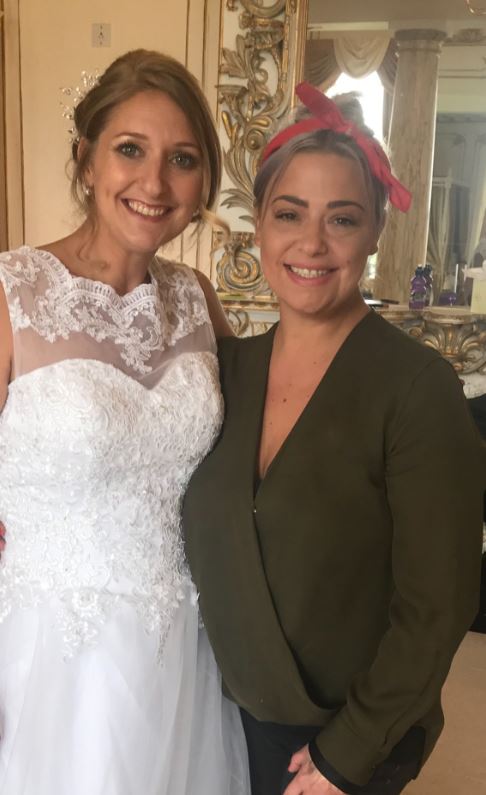Lisa Armstrong and bride Bethany on her wedding day