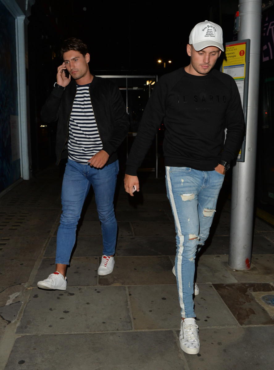 love island stars Charlie Brake and Frankie Foster are seen at Kurobuta restaurant in chelsea