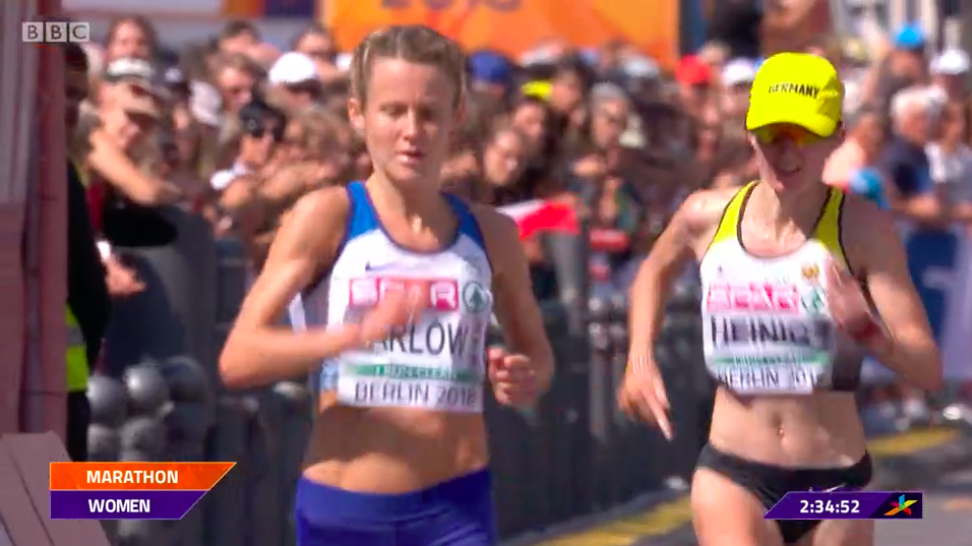 Tracy Barlow runs the womens marathon in the European Championships