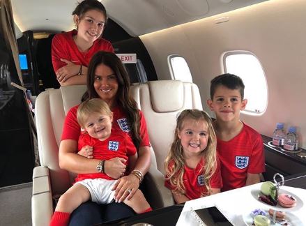 Becky Vardy and children at World Cup