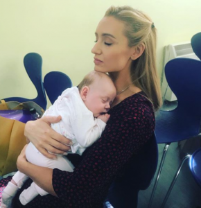 Catherine Tyldesley with baby