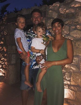 Frankie Bridge and husband Wayne celebrate his birthday with the kids