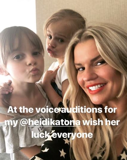 Kerry Katona with her children as Heidi auditions for The Voice