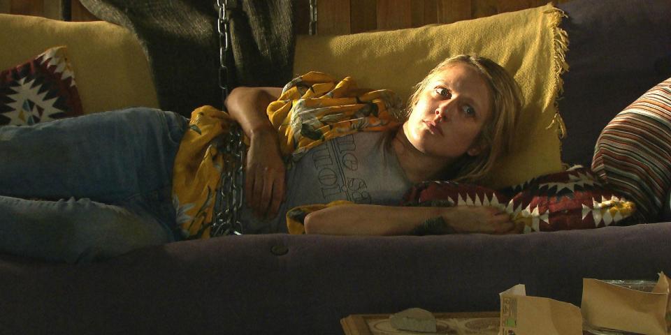 Rebecca White being kept hostage in Emmerdale