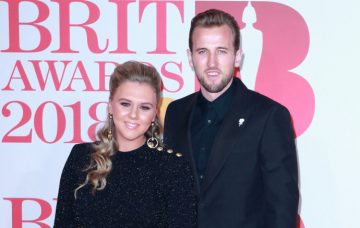 Harry Kane and Kate Goodland, Red Carpet arrivals at Londons O2 Arena for the 2018 Brit Awards