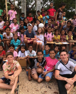 The Beckham kids visiting a school in Idonesia