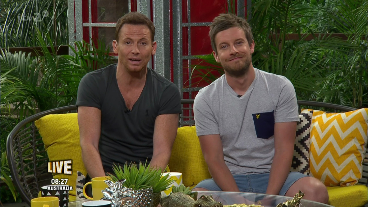 Joe Swash and Chris Ramsey, I'm a Celebrity Extra Camp. Broadcast on ITV2 HD