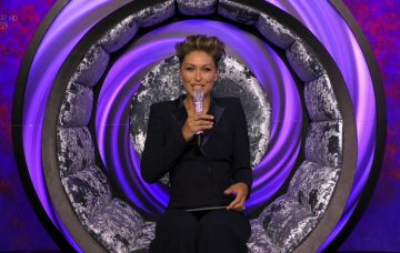 Emma Willis in the Celebrity Big Brother diary room chair