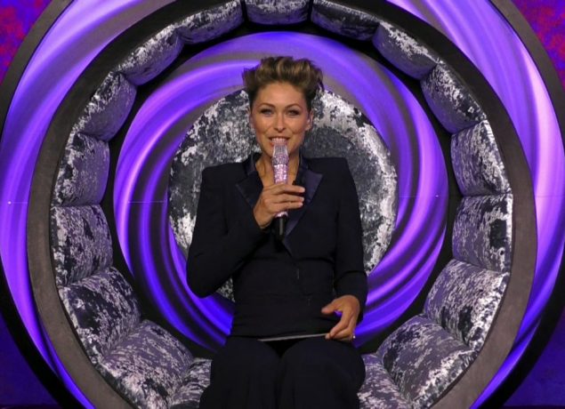 Emma Willis in the Celebrity Big Brother diary room chair