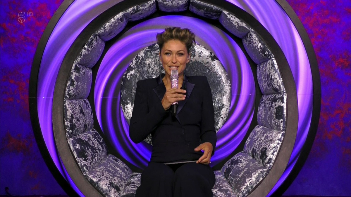 Emma Willis in the Celebrity Big Brother diary room chair