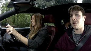 Michelle and Ryan in car chase Coronation Street 