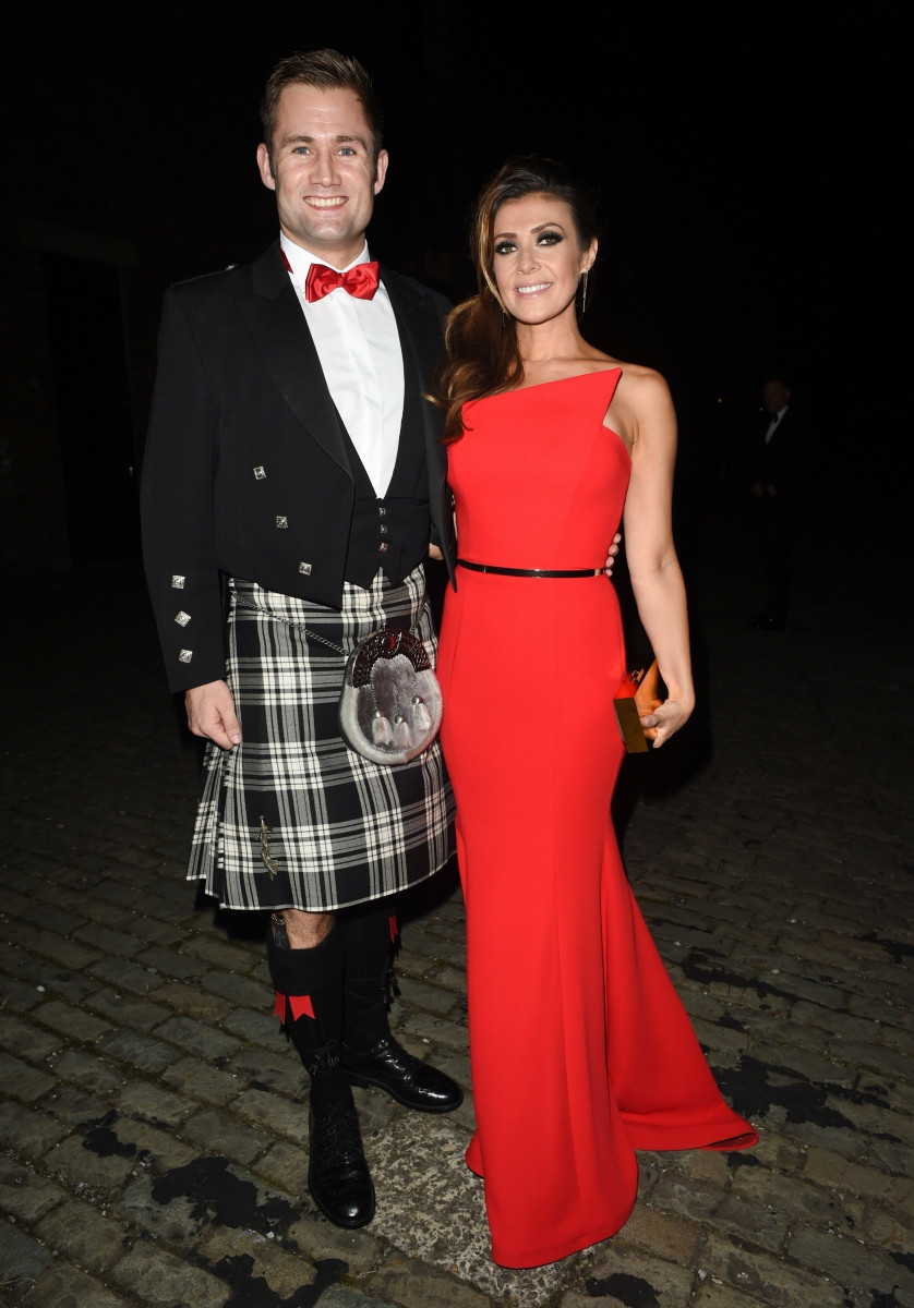 Kym Marsh seen arriving with boyfriend Scott Radcliffe and Antony Cotton and his boyfriend at The Royal Manchester Childrens Hospital Charity Ball at The Victoria Warehouse in Manchester. 