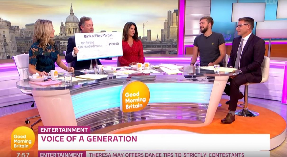 Piers Morgan loses bet to Iain Stirling