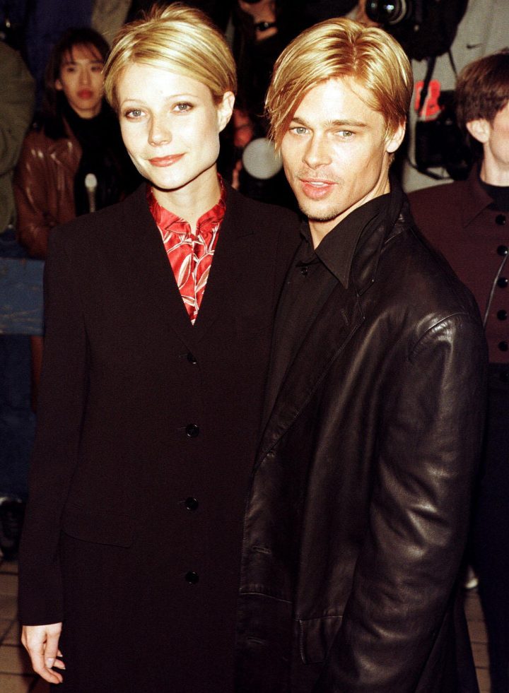 Brad Pitt takes his fiancée Gwyneth Paltrow to the premiere of "The Devils Own". PersonInImage :
