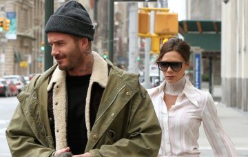Fashion designer Victoria Beckham and David Beckham leave the Edition Hotel on Brooklyn Beckham's birthday in New York City, New York on March 4, 2018.