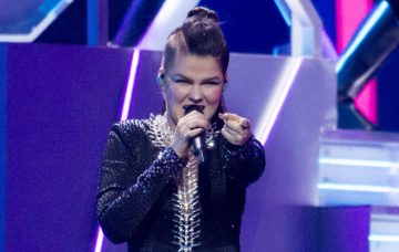 Saara Aalto at the rehearsals of the first semi-final of the Eurovision Song contest 2018 in Lisbon, Portugal.