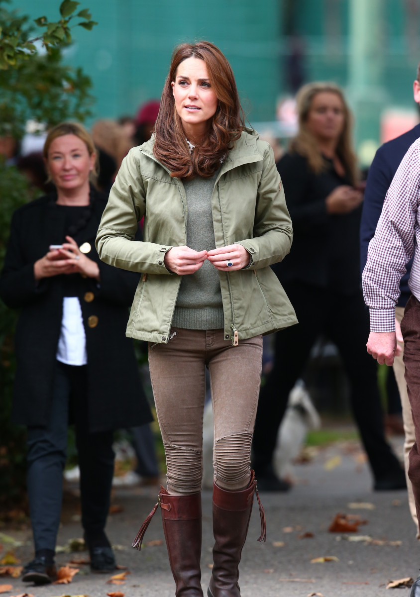 Catherine, Duchess of Cambridge visits the Sayers Croft Forest School and Wildlife Garden at Paddington Recreation Ground in Ewhurst, Surrey, her first official engagement after the birth of Prince Louis.