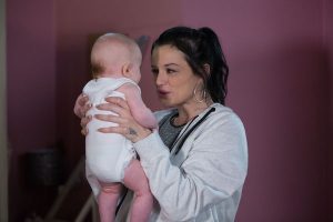 Hayley struggled to bond with her newborn daughter Cherry (Credit: BBC)