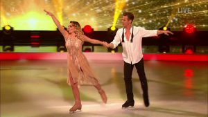 Candice Brown and Matt Evers perform for the judges on 'Dancing on Ice'. Broadcast on ITV1