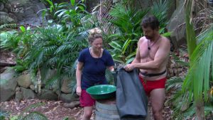 Nick in camp with Emily Atack