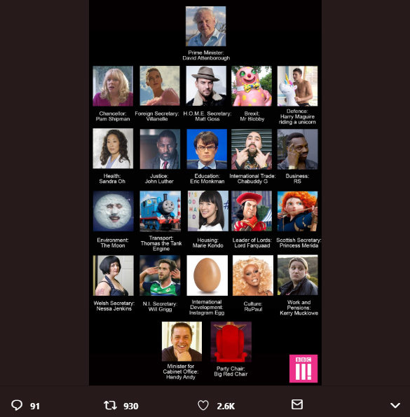 BBC Three government suggestion Credit: Twitter/BBCThree