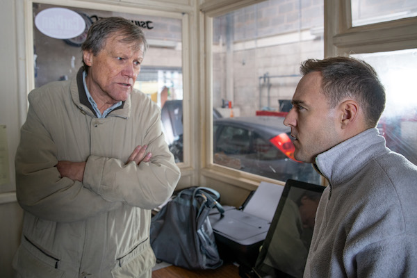 Roy and Tyrone chat in Coronation Street 